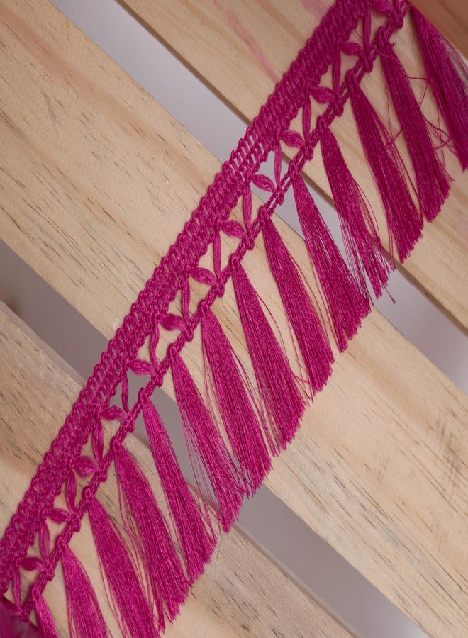 PREMDAS LACES Premdas lace assel Fringe Sequence Lace Border for Dresse, Saree, Lehenga, Dupatta, Bag, Craft and Decorations Colour (9 Metre) (Rani) - Image 1